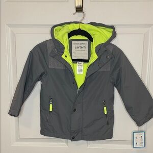 Carter’s Boys Gray Neon Lined Hooded Jacket Coat Size 5/6 M NWT